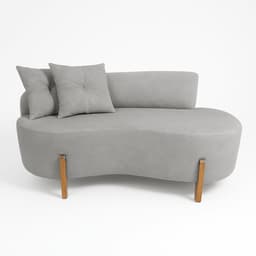 Sofá Orgânico 2 Lugares C/2 Almofadas Curvo Sala Recepção Boucle Cinza Claro - Montanaris Decor