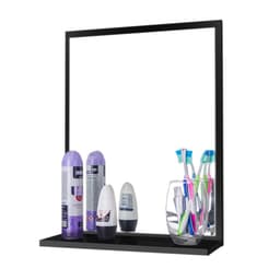 Espelho para Banheiro Boreal 46 x 35cm Preto com Prateleira