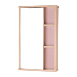 Espelho para Banheiro com Armário Milano Carvalho e Rosa Claro