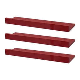 Kit 3 Prateleiras Porta Quadros 50 x 10cm Vermelha Suporte Invisível