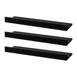 Kit 3 Prateleiras Porta Quadros 80 x 15cm Preta Suporte Invisível