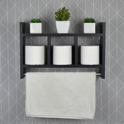 Nicho Porta Toalha Preto para Banheiro 45 x 30cm