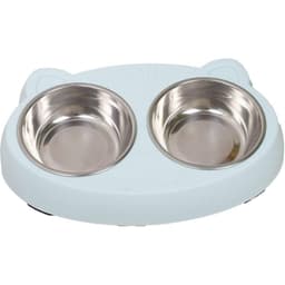 Comedouro Tigela Dupla com Tigela Removível 26x17cm Azul