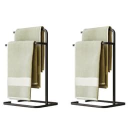 Kit 2 Porta Toalha Toalheiro Duplo Lovell Bancada Preto Cozinha Lavabo DHom