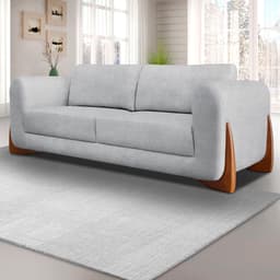 Sofa Jolie 3 Lugares 200cm Pes Boomerang Linho Boucle 3302 Ezz