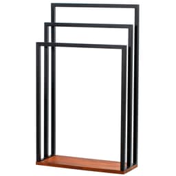 Toalheiro De Piso Triplo Lovell Metal Base em Madeira Peroba Preto DHom