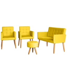 Jogo Sofá 2 Lugares com 2 Poltronas para Recepção Resistente MOBLAN decor