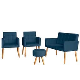 Jogo Sofá 2 Lugares com 2 Poltronas para Recepção Resistente MOBLAN decor