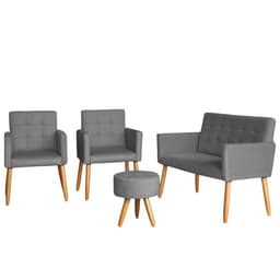Jogo Sofá 2 Lugares com 2 Poltronas para Recepção Resistente MOBLAN decor