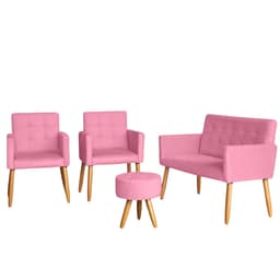 Jogo Sofá 2 Lugares com 2 Poltronas para Recepção Resistente MOBLAN decor