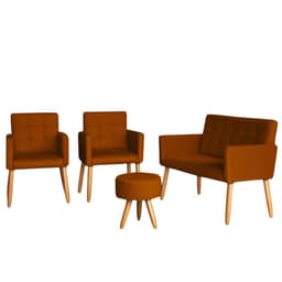 Jogo Sofá 2 Lugares com 2 Poltronas para Recepção Resistente MOBLAN decor