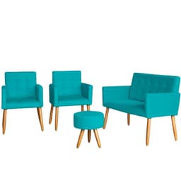 Jogo Sofá 2 Lugares com 2 Poltronas para Recepção Resistente MOBLAN decor