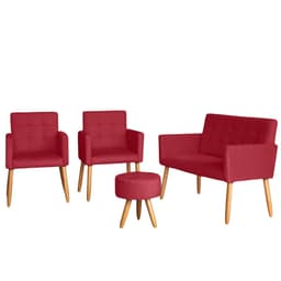 Jogo Sofá 2 Lugares com 2 Poltronas para Recepção Resistente MOBLAN decor