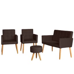 Jogo Sofá 2 Lugares com 2 Poltronas para Recepção Resistente MOBLAN decor