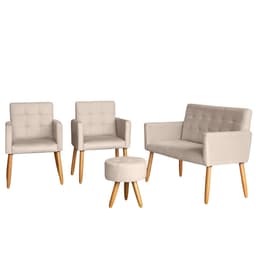 Jogo Sofá 2 Lugares com 2 Poltronas para Recepção Resistente MOBLAN decor