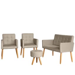 Jogo Sofá 2 Lugares com 2 Poltronas para Recepção Resistente MOBLAN decor