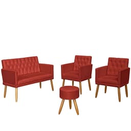 Kit Conforto Sala 1 Sofá Namoradeira 2 Poltronas 1 Puff Luxo MOBLAN decor