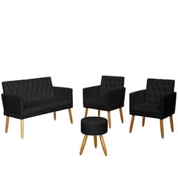 Kit Conforto Sala 1 Sofá Namoradeira 2 Poltronas 1 Puff Luxo MOBLAN decor