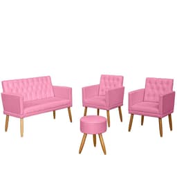 Kit Conforto Sala 1 Sofá Namoradeira 2 Poltronas 1 Puff Luxo MOBLAN decor