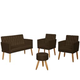 Kit Conforto Sala 1 Sofá Namoradeira 2 Poltronas 1 Puff Luxo MOBLAN decor