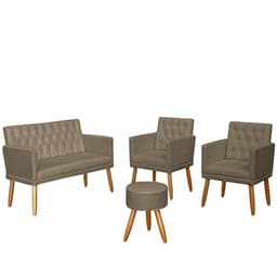 Kit Conforto Sala 1 Sofá Namoradeira 2 Poltronas 1 Puff Luxo MOBLAN decor
