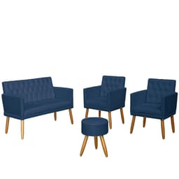 Kit Conforto Sala 1 Sofá Namoradeira 2 Poltronas 1 Puff Luxo MOBLAN decor