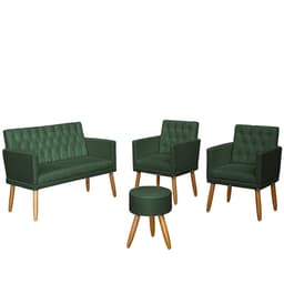 Kit Conforto Sala 1 Sofá Namoradeira 2 Poltronas 1 Puff Luxo MOBLAN decor