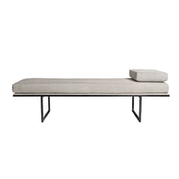 Banco 2 Lugares Galli Linho Bege e Preto 140 cm