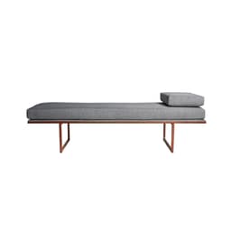 Banco 2 Lugares Galli Linho Cinza e Dourado 160 cm