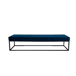 Banco 2 Lugares Giulia Veludo Azul e Preto 160 cm
