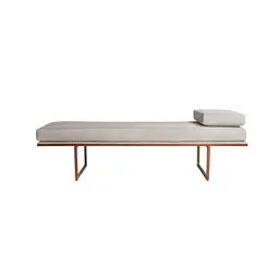 Banco 3 Lugares Galli Linho Bege e Dourado 180 cm