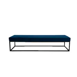 Banco 3 Lugares Giulia Veludo Azul e Preto 180 cm