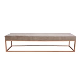 Banco 3 Lugares Giulia Veludo Bege e Dourado 180 cm