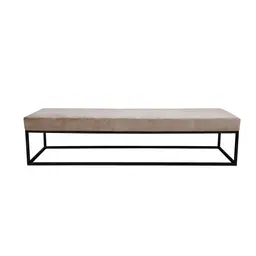 Banco 3 Lugares Giulia Veludo Bege e Preto 180 cm