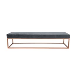 Banco 3 Lugares Giulia Veludo Cinza e Dourado 180 cm