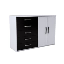Cômoda Panamá 2 Portas 5 Gavetas Branca e Preta
