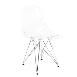 Cadeira de Cozinha Eames Cromada e Transparente