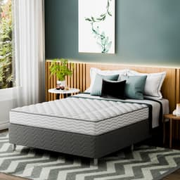 Cama Box com Colchão Viúva Howie Misto D33 (17x128x188) Branco e Cinza