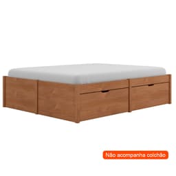 Cama Queen Beauty Madeira Maciça Amêndoa