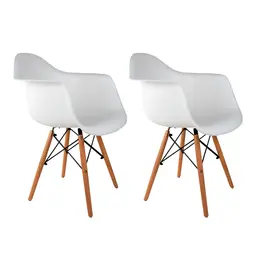 Conjunto com 2 Cadeiras Charles Eames com Braço I Branco
