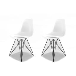 Conjunto com 2 Cadeiras Eames Eiffel Branco e Preto