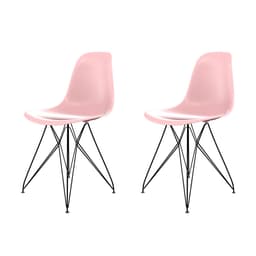 Conjunto com 2 Cadeiras Eames Eiffel Rosa e Preto