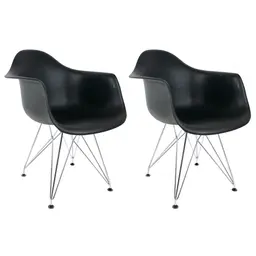 Conjunto com 2 Cadeiras Eiffel Cromado e Preto