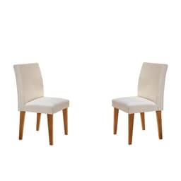 Conjunto com 2 Cadeiras Grecia Veludo Imbuia e Creme