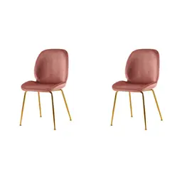 Conjunto com 2 Cadeiras Lille Beetle Rose Base Dourada