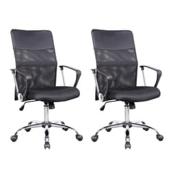 Conjunto com 2 Cadeiras de Escritório Diretor Giratórias Vancouver com Braços Preto