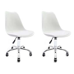 Conjunto com 2 Cadeiras de Escritório Secretária Saar Cromado e Branco