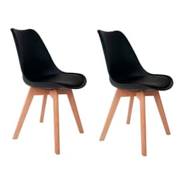 Conjunto com 2 Cadeiras de Jantar Saarinen Wood Preto