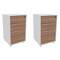 Conjunto com 2 Gaveteiros Maia II 6 GV Branco e Castanho