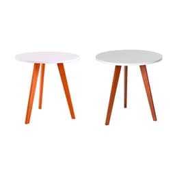 Conjunto com 2 Mesas Laterais Tóquio Branco e Mel